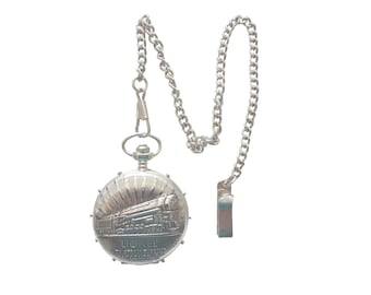 Reloj de bolsillo Lionel Trains del centenario, modelo 671, turbina de vapor, cadena plateada.