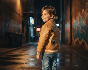 Chaqueta de cuero AVIREX Timber Land Design para niño