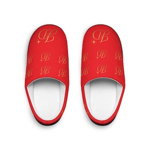 Luxury Monogram Slippers for Women, Black and Gold Indoor House Shoes, Personalized Cozy Slide Slippers, Custom Initial Gift for Her