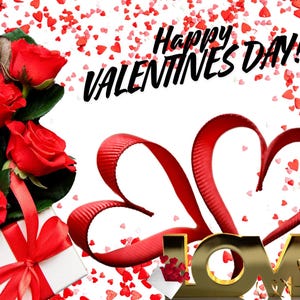 Sovrapposizione digitale di San Valentino in bianco e nero e rosso. Biglietto personalizzato di San Valentino, ricordo personalizzato, personalizzato, San Valentino, regalo