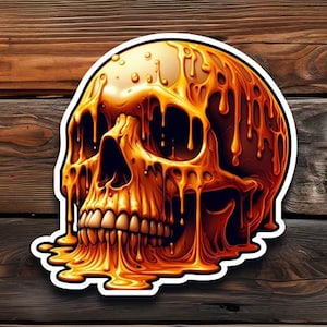 Melting Skull Kiss-Cut Stickers, Halloween Decor, Gothic Laptop Decal, Spooky Water Bottle Sticker, Creepy Vinyl Decal, Unique Skateboard