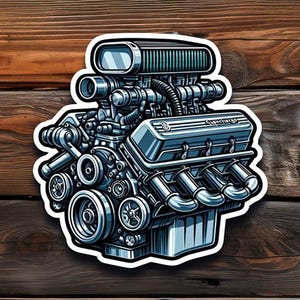 Automotive Kiss-Cut Stickers - V8 Engine, Racing Car Decal, Vehicle Vinyl Sticker, Car Lover Gift, Auto Enthusiast Merch
