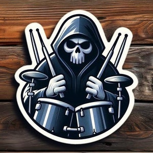 Drummer Drumset Kiss-Cut Stickers - Musician Gift, Band Merch, Drumming Decor, Percussion Lover, Musical Instrument Decal