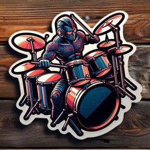Drummer Drumset Kiss-Cut Stickers - Musician Gift, Band Merch, Drumming Decor, Percussion Lover, Musical Instrument Decal