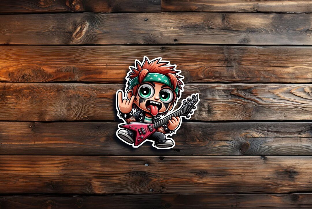 Cartoon Rocker Sticker Cartoon Rocker Rocking Guitar Sticker - Etsy Canada