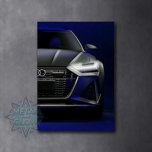 Póster acrílico con luz LED de neón y UV impreso en Audi RS6: arte de coche personalizado con luz de neón / Arte mural automotriz de alta calidad, entusiastas de los automóviles, obsequios