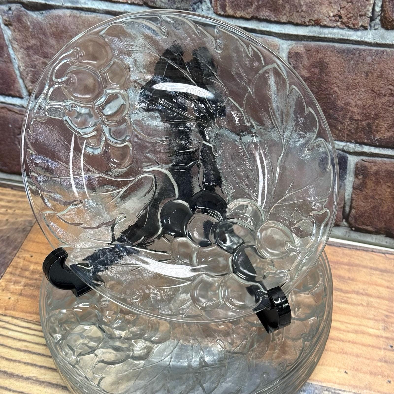 ヴィンテージ エンボス加工ガラスサラダプレート 6枚セット Kig