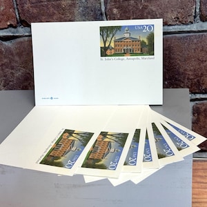 Vintage USPS PrePaid Postkarten Lot von 8 St. John's College Maryland USA 20 Cents