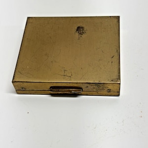 Vintage Compact Mirror Powder Case Gold-Tone Rectangle Art Deco 3&quot;
