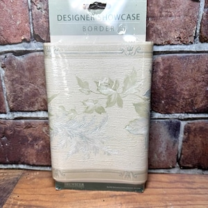 Vtg Brewster Wallpaper Border Leaves Ivy Leaves Iridescent Textured Pre-Pasted