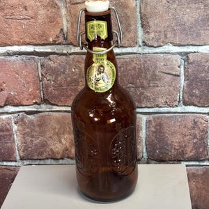 Vintage Grolsch Bierflasche Porzellan Swing Flip Top Braun Bernstein Glas geprägt