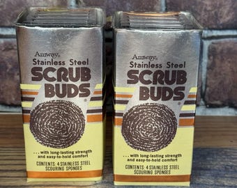 2 Boxes Vintage Amway Stainless Steel Scrub Buds Original 1978 Scouring Sponges
