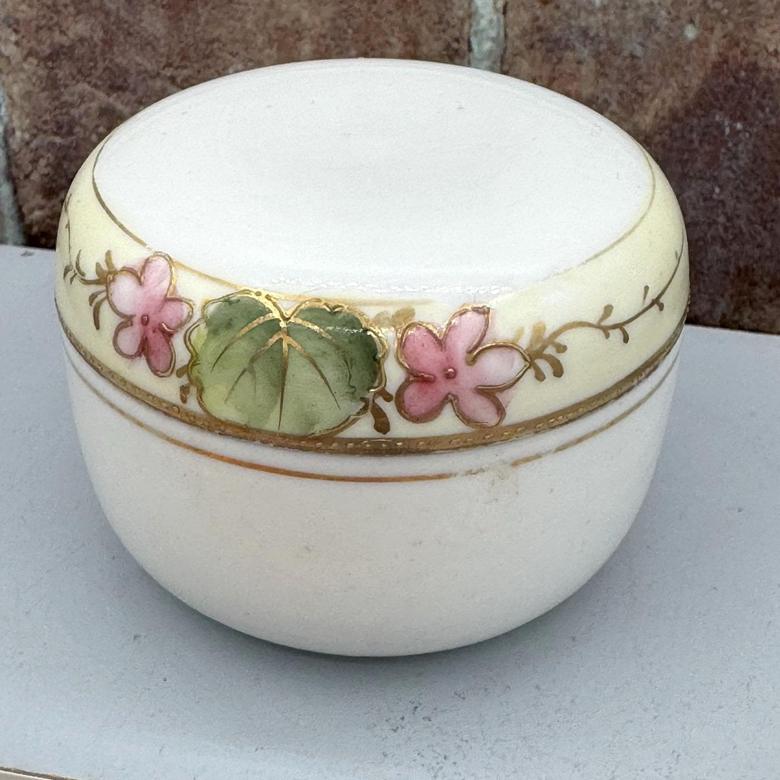 おけ丸 Antique Nippon Morimura Bros Japan Floral Porcelain Powder Trinket