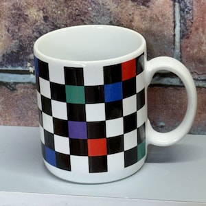 Signature Housewares Retro Checkered Coffee Mug by Riviera Van Beers 1980s