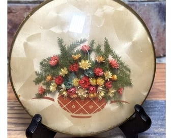 VTG Peter Watson Studio gedroogde bloemenmand bubbelglas bolle muurkunst kitsch