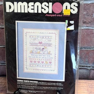 Dimensions Stamped Cross Stitch Kit &quot;Lambs Birth Record&quot; 1988 #374 New Baby