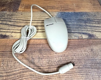 Mouse Microsoft Basic Vintage, compatível com Serial e PS/2, modelo X03-69945, com esfera de rolagem.
