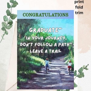 Félicitations pour l'obtention du diplôme, dicton inspirant, paysage d'été, carte de voeux numérique vierge/ remise des diplômes/gingembre CritterArt Jamerson