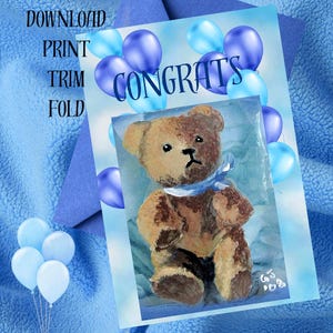 Tarjeta digital de felicitación para bebé varón, Baby Shower, Arte original de Ginger CritterArt Jamerson