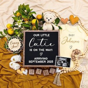 Citrus Orange Pregnancy Announcement, Cutie Gender Neutral Baby Announcement, Social Media Baby Reveal Template, Little Cutie on the Way 231