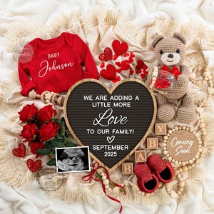 Annuncio di gravidanza per San Valentino, gender neutral, rivelazione sui social media (modello scaricabile digitalmente)