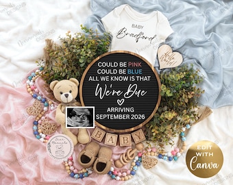 Gender Neutral Pregnancy Announcement: Social Media Baby Reveal Template (Digital Download)