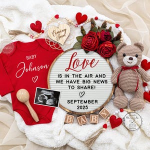 Valentine&#39;s Pregnancy Announcement, Gender Neutral Social Media Reveal (Digital Download)