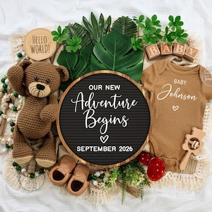 Forest Gender Neutral Pregnancy Announcement, Woodland Baby Boy Girl Baby Announcement, Online Baby Reveal Digital Template, Adventure, 377