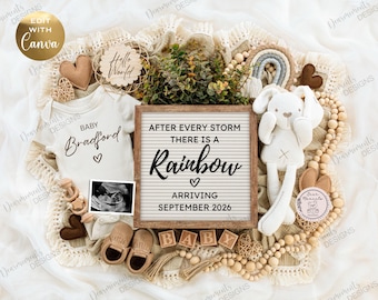 Rainbow Baby Pregnancy Announcement, Social Media Gender Neutral Baby Reveal Digital Template