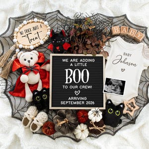 Halloween Pregnancy Announcement, Halloween Gender Neutral Baby Announcement, Fall Social Media Baby Reveal Template, October Baby, 433