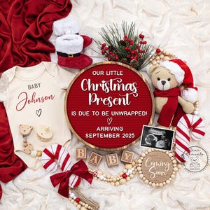 Annuncio di gravidanza a Natale, Annuncio di nascita di genere neutro invernale, Modello di download digitale per la presentazione del bambino, Regalo di Natale, 259
