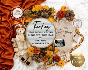 Thanksgiving Pregnancy Announcement | Fall Baby Announcement Digital | Gender Neutral Baby Announcement | Pregnancy Announcement Digital
