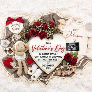 Valentine&#39;s Day Pregnancy Announcement, Social Media Baby Reveal (Digital Download)