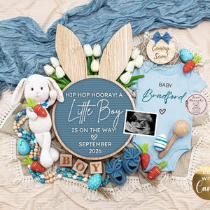 Easter Boy Pregnancy Announcement, Social Media Baby Reveal Template (Digital Download)