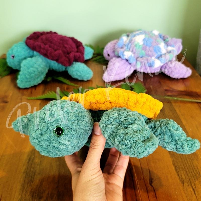 Mini Sea Turtle Crochet Pattern • Amigurumi Turtle PDF Pattern • Plush Turtle Toy Pattern • Soft Yarn Stuffed Animal DIY - Thumbnail 5