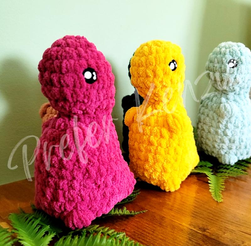 Mini Chubby Dinosaur Crochet Pattern • Amigurumi Dino PDF Pattern • No Sew Plush Dinosaur Toy Pattern • Soft Yarn Stuffed Animal DIY - Thumbnail 3