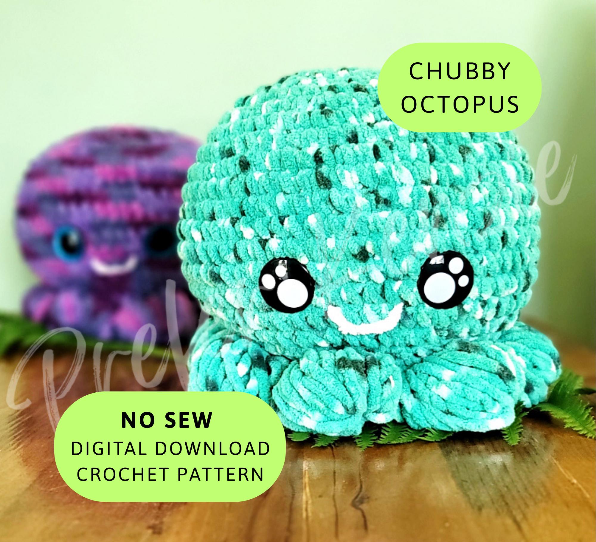 Chubby Octopus Crochet Pattern •  Amigurumi Octopus PDF Pattern • No Sew Plush Octopus Toy Pattern •  Soft Yarn Stuffed Animal DIY