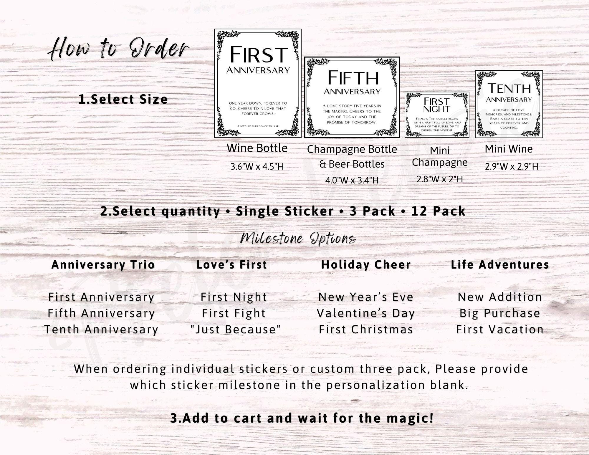 12 Marriage Milestone Wine & Bottle Labels • 12 Unique Designs 12 Pack • Wine • Champagne Beer • Mini Sizes - Thumbnail 3