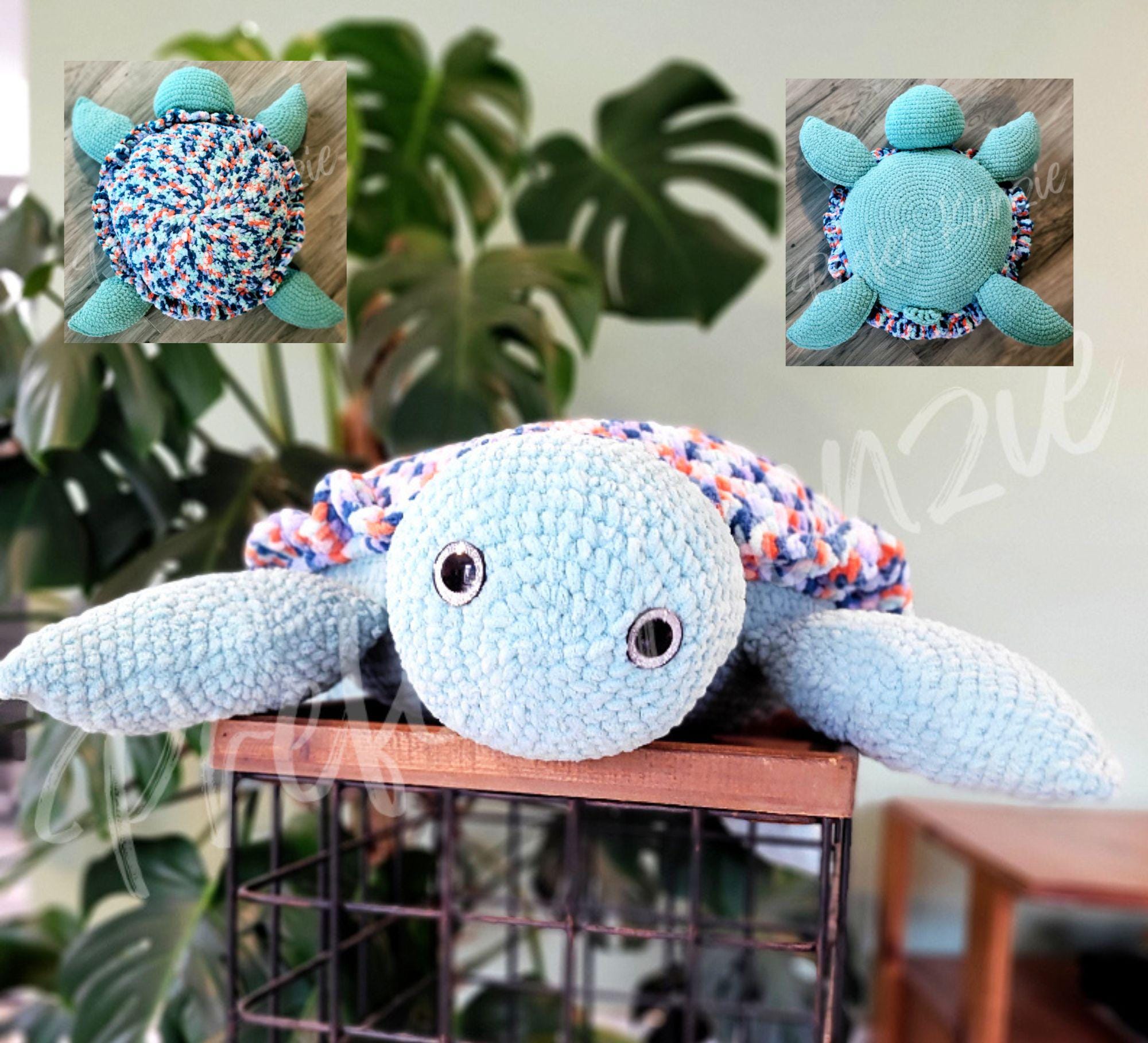 Anxiety Turtle • Adult Size Plush Turtle Toy • Emotional Support Relief Gift • Soft Yarn • 24–30" Crochet Stuffed Animal • Ready to Ship - Thumbnail 7