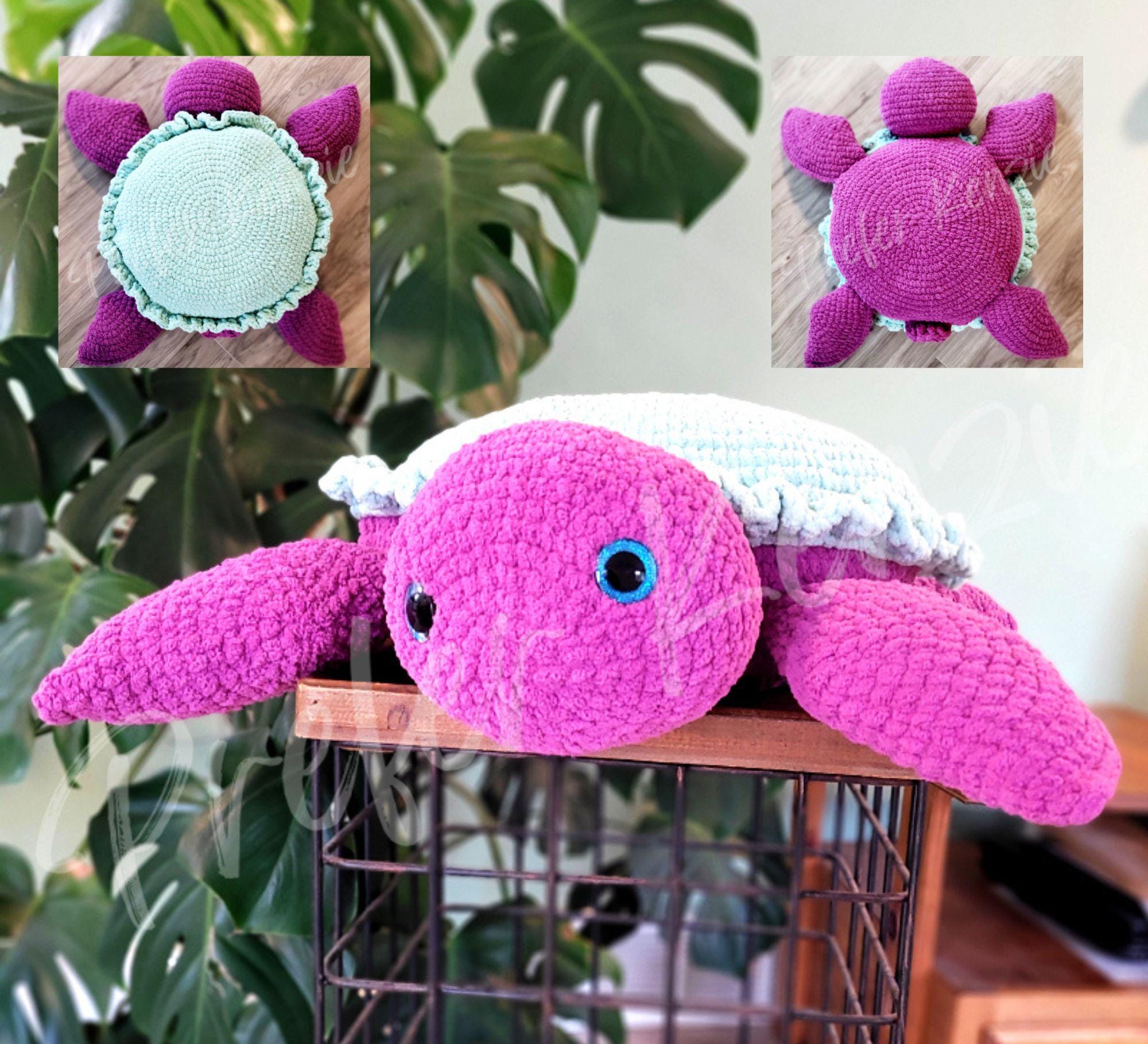 Anxiety Turtle • Adult Size Plush Turtle Toy • Emotional Support Relief Gift • Soft Yarn • 24–30" Crochet Stuffed Animal • Ready to Ship - Thumbnail 5