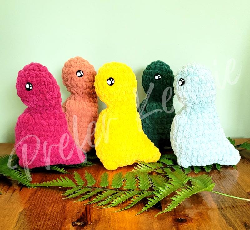 Mini Chubby Dinosaur Crochet Pattern • Amigurumi Dino PDF Pattern • No Sew Plush Dinosaur Toy Pattern • Soft Yarn Stuffed Animal DIY - Thumbnail 2