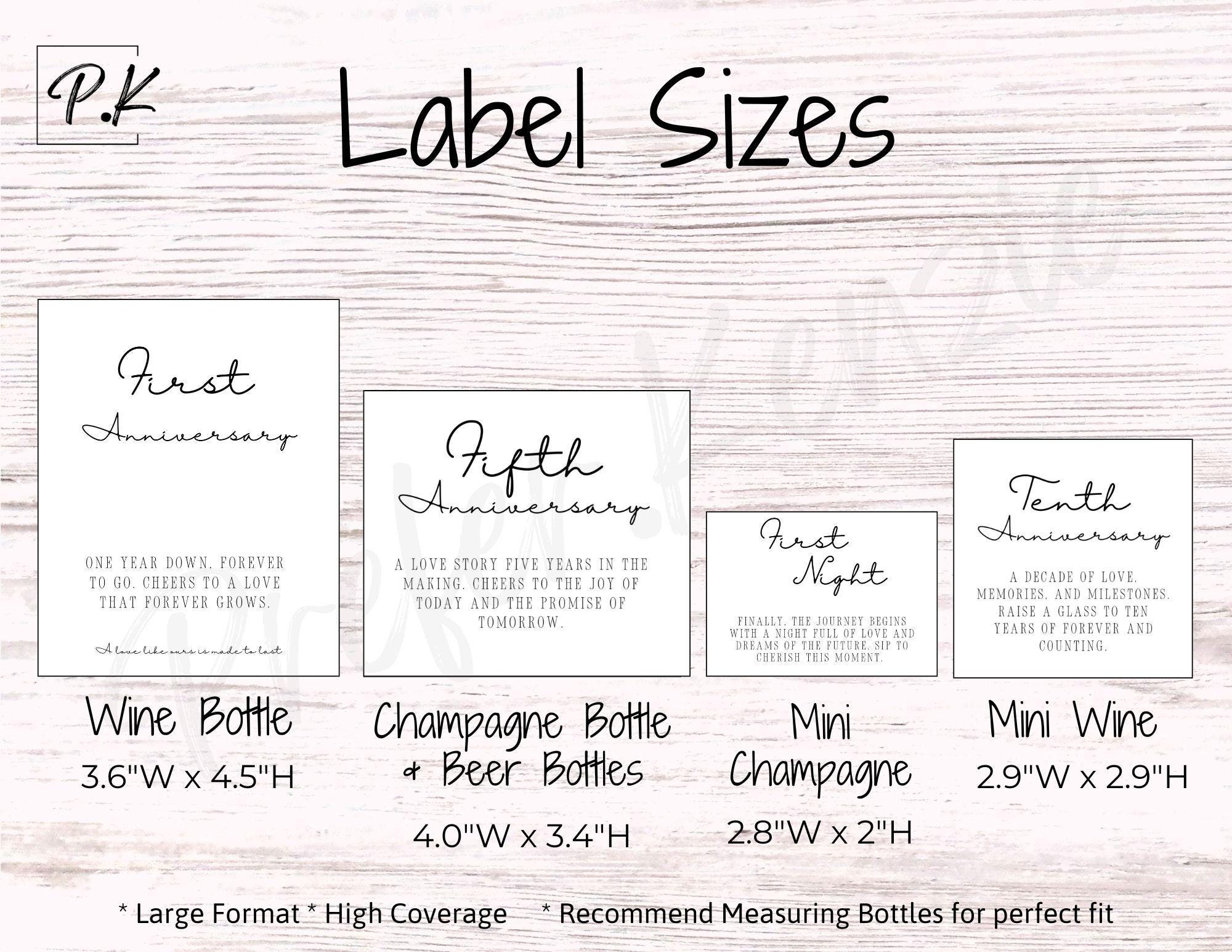 Clean Cursive Marriage Milestone Wine & Bottle Labels • 12 Unique Designs • 12 Pack • Wine • Champagne  •  Beer - Thumbnail 2