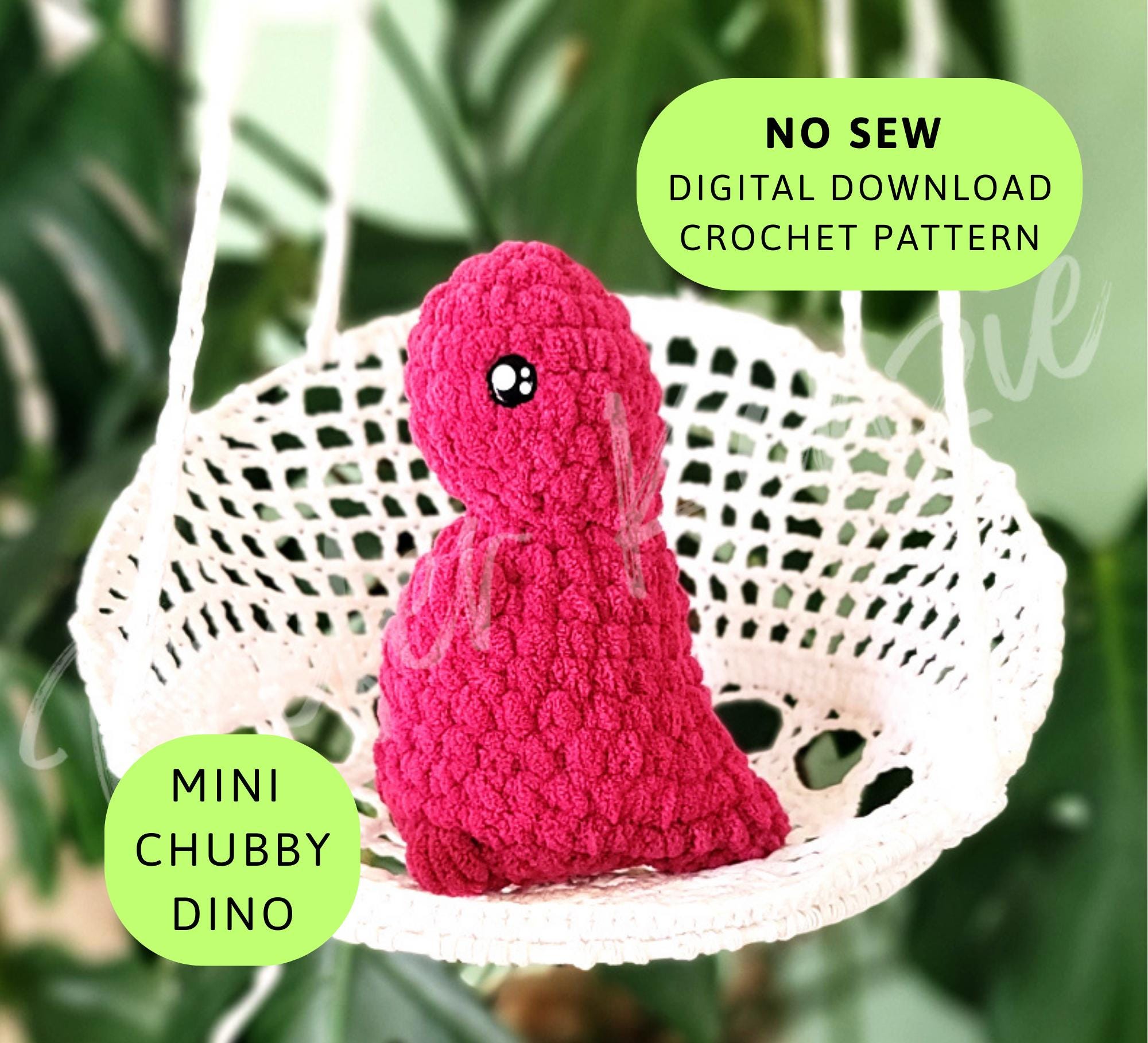 Mini Chubby Dinosaur Crochet Pattern • Amigurumi Dino PDF Pattern • No Sew Plush Dinosaur Toy Pattern • Soft Yarn Stuffed Animal DIY