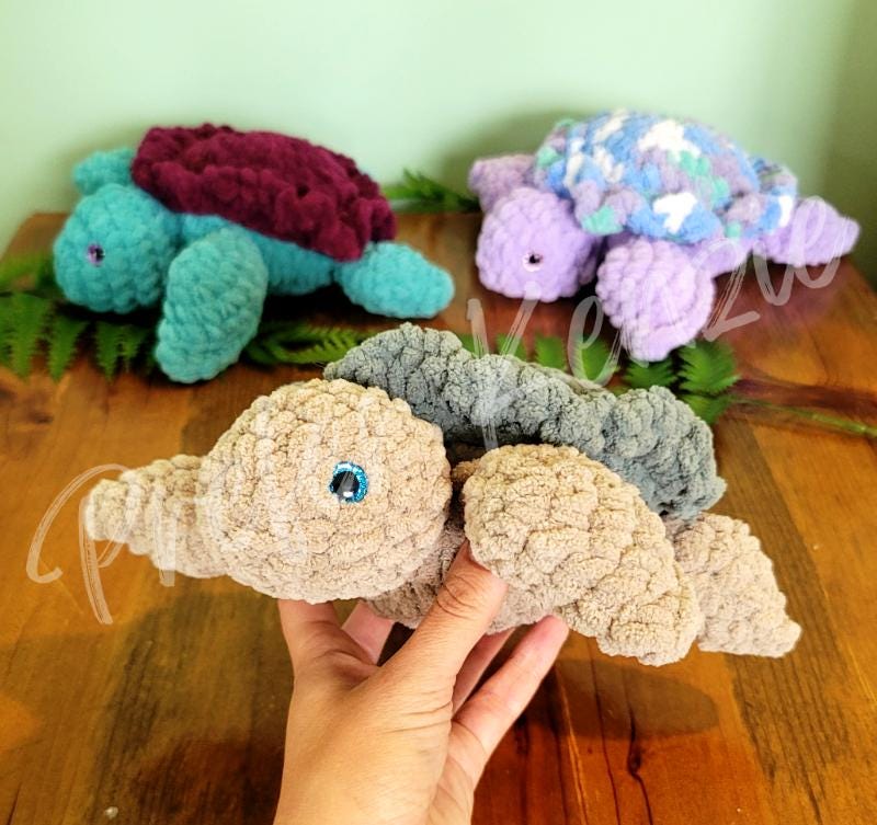 Mini Sea Turtle Crochet Pattern • Amigurumi Turtle PDF Pattern • Plush Turtle Toy Pattern • Soft Yarn Stuffed Animal DIY - Thumbnail 4