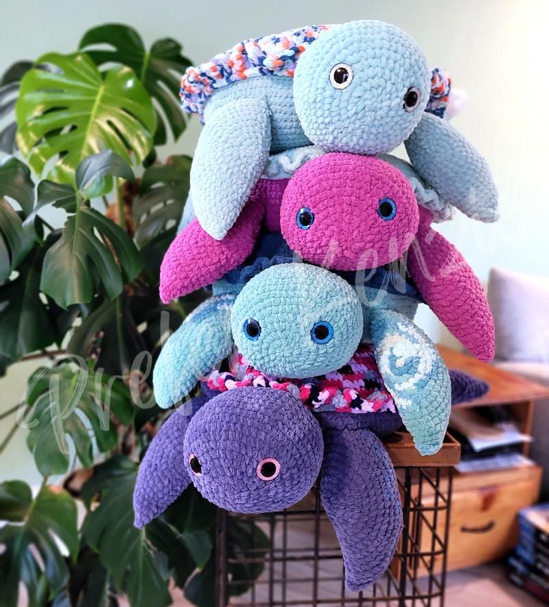 Anxiety Turtle • Adult Size Plush Turtle Toy • Emotional Support Relief Gift • Soft Yarn • 24–30" Crochet Stuffed Animal • Ready to Ship - Thumbnail 3