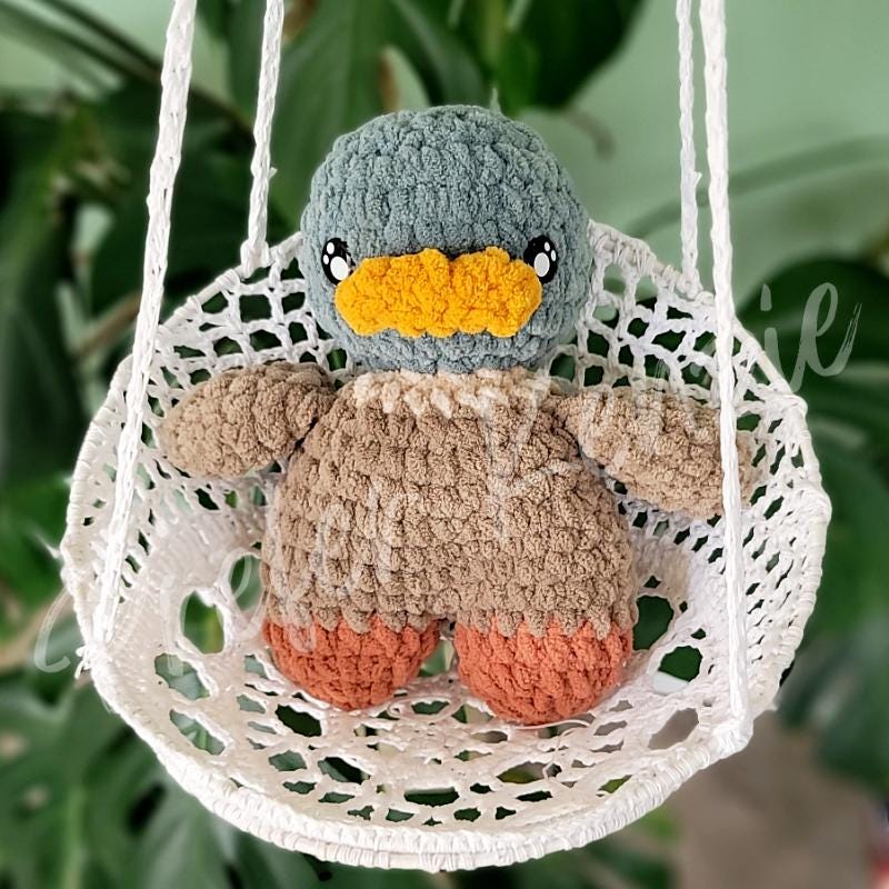 Duck Plushie • Crochet Duck Toy • Handmade Soft Yarn Plush • Crochet Duck Mallard •  Ready to Ship Stuffed Animal Gift - Thumbnail 7