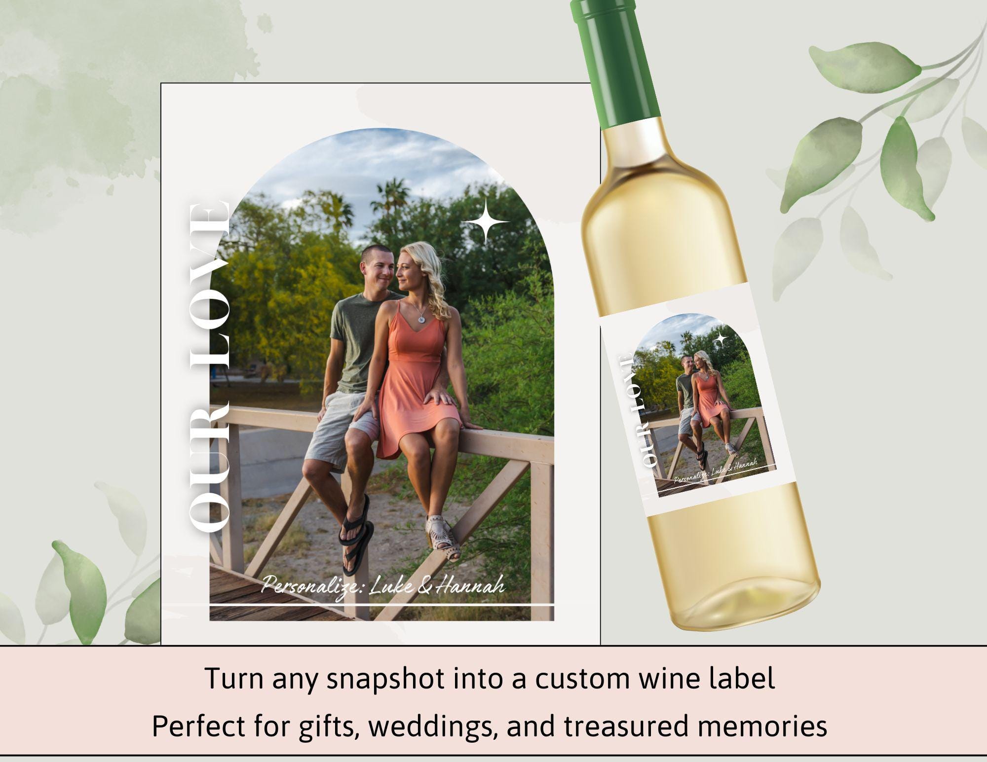 Photo Arch Personalized Labels • Custom Bottle Stickers • Easy Gift Idea • Wine • Champagne • Mini Sizes • Waterproof - Thumbnail 6