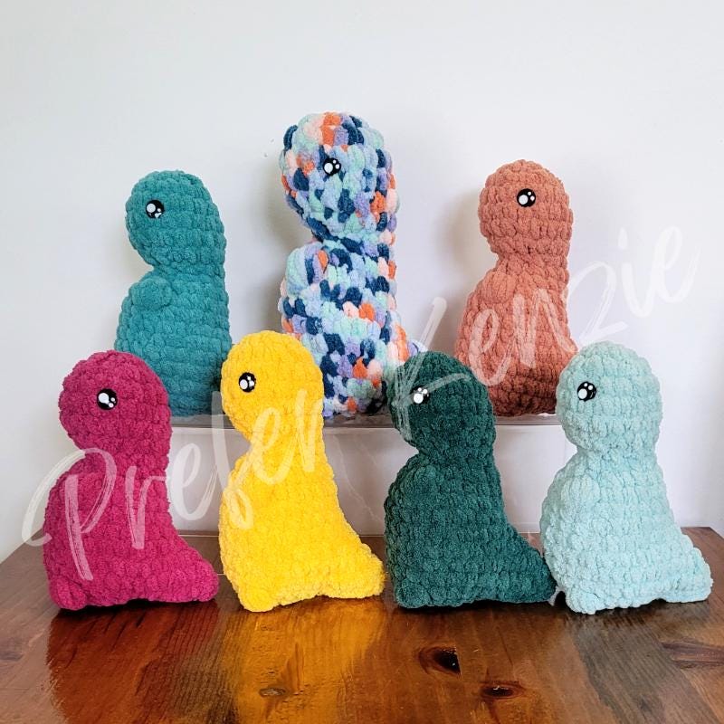 Mini Dinosaur Plushie • Handmade Chubby Dino Crochet Toy • Soft Yarn Stuffed Animal • Chubby Dinosaur • Ready to Ship Gift - Thumbnail 2