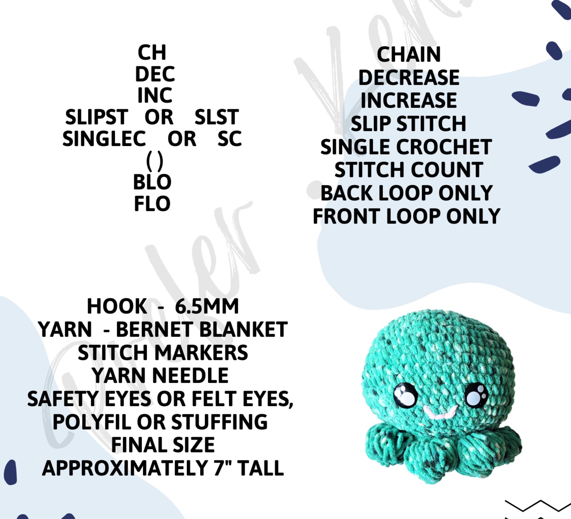 Chubby Octopus Crochet Pattern •  Amigurumi Octopus PDF Pattern • No Sew Plush Octopus Toy Pattern •  Soft Yarn Stuffed Animal DIY - Thumbnail 5