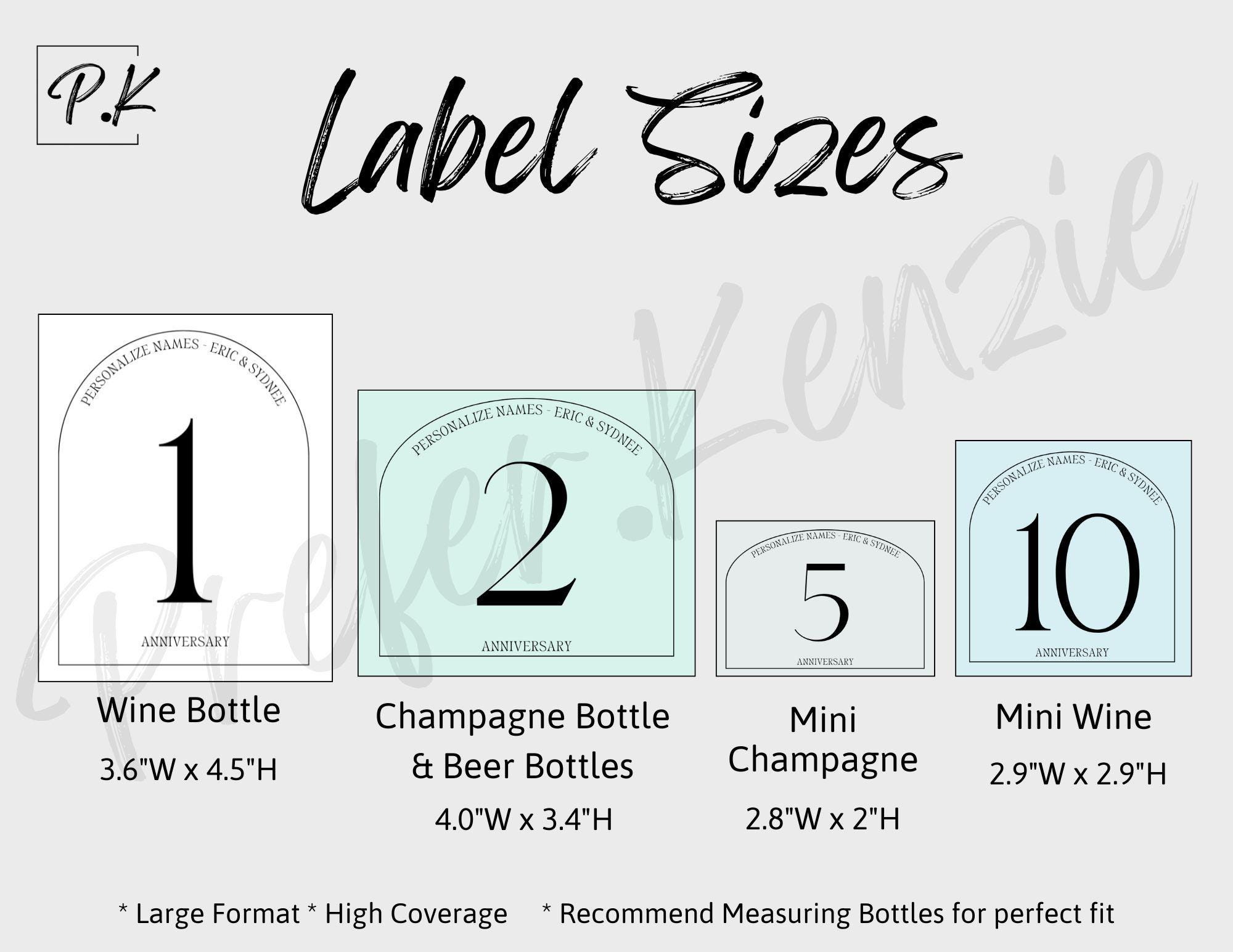 Personalized Wedding Table Numbers • Anniversary Bottle Labels • Black Arch Light Color • 1 - 100 • Custom Color Stickers • Wine • Champagne - Thumbnail 2
